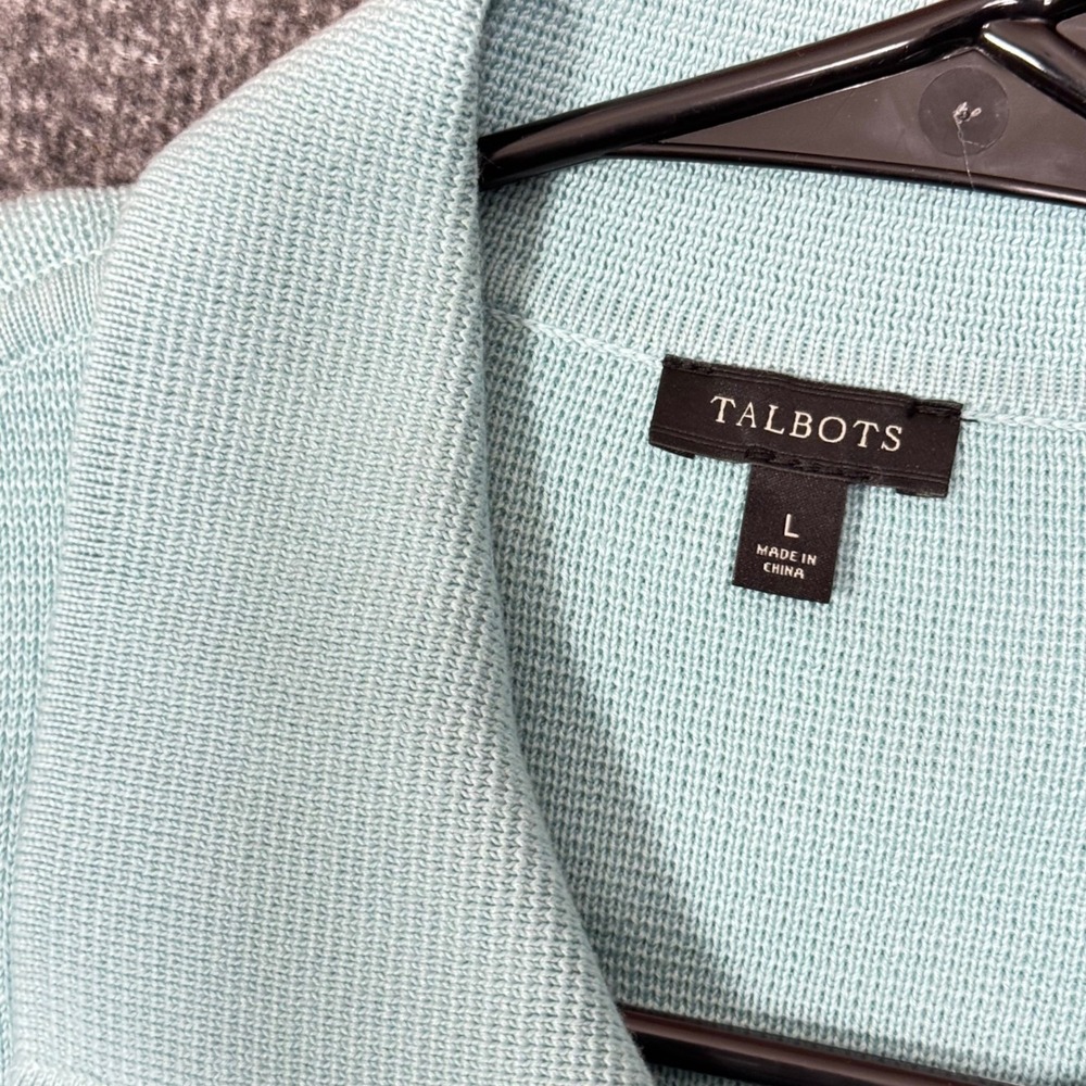 Talbots Women L Cotton Collared Long Sleeve Cardigan Pastel Easter Spring Layer - Picture 5 of 9